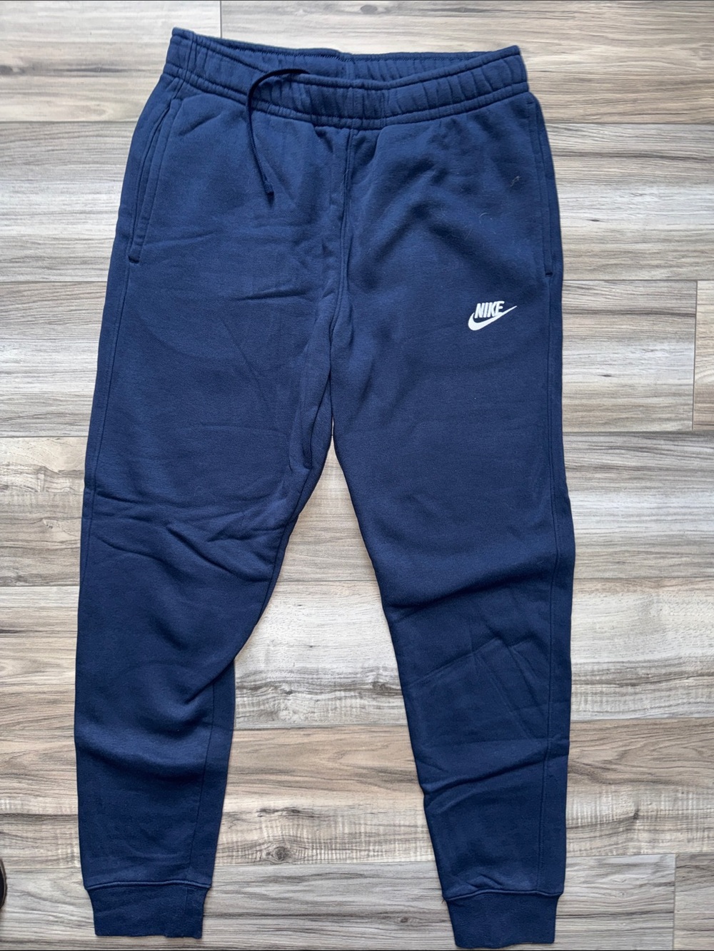 Nike Navy Blue Jogger Sweatpants with White Swoosh